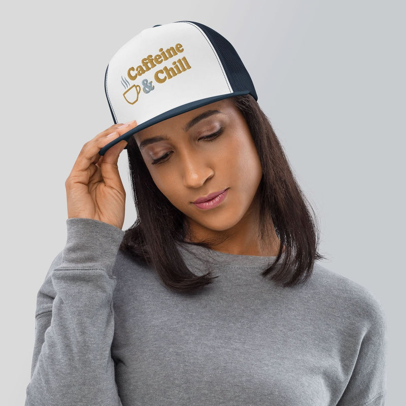 Caffeine & Chill 5-Panel Trucker Cap - Flavorful Bliss Coffee Company