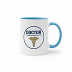 Doctor Appreciation Coffee Mug — Healing One Patient at a Time | Blue Inside & Handle - Flavorful Bliss Coffee Company