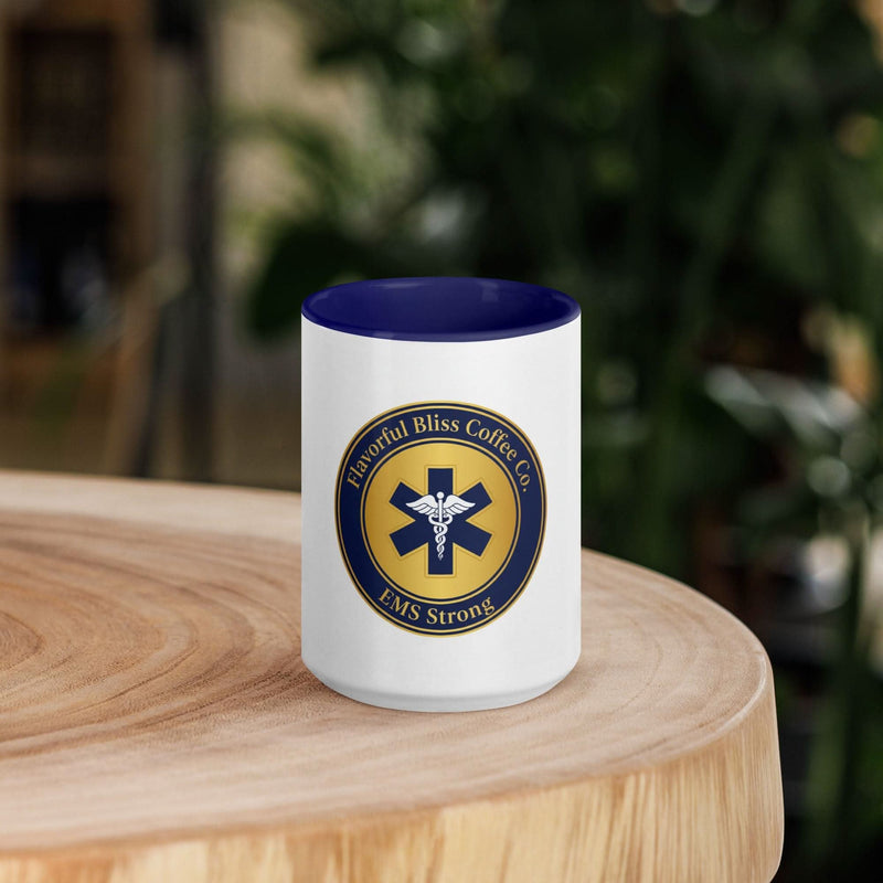 EMS Strong Coffee Mug — Emergency Medical Services Gift | Navy Inside & Handle - Flavorful Bliss Coffee Company