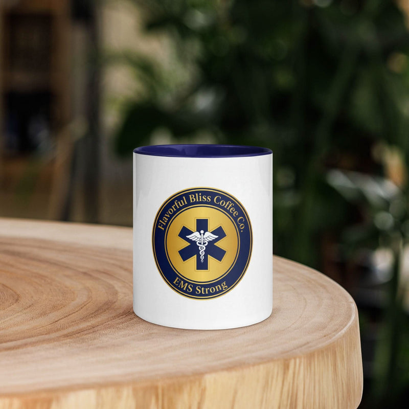EMS Strong Coffee Mug — Emergency Medical Services Gift | Navy Inside & Handle - Flavorful Bliss Coffee Company