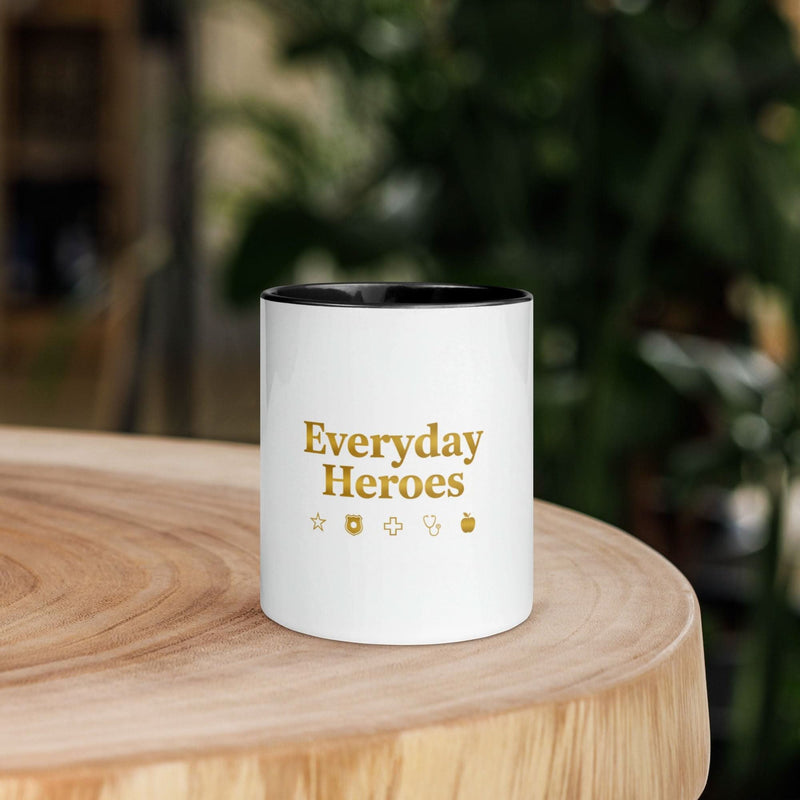 Everyday Hero Coffee Mug — For the Heroes Among Us | Black or Red Inside & Handle - Flavorful Bliss Coffee Company