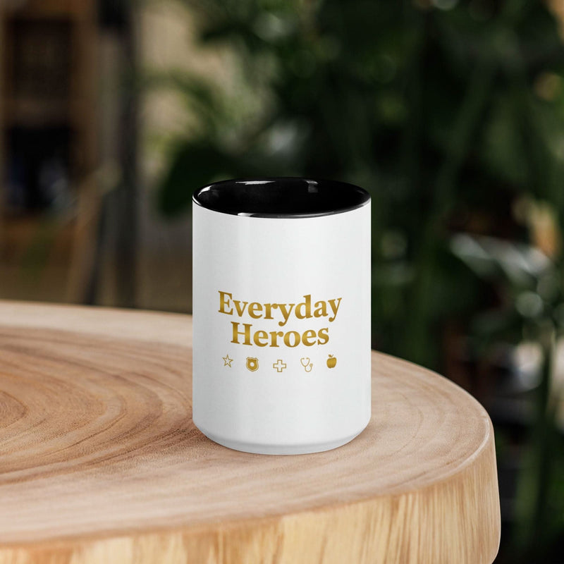 Everyday Hero Coffee Mug — For the Heroes Among Us | Black or Red Inside & Handle - Flavorful Bliss Coffee Company