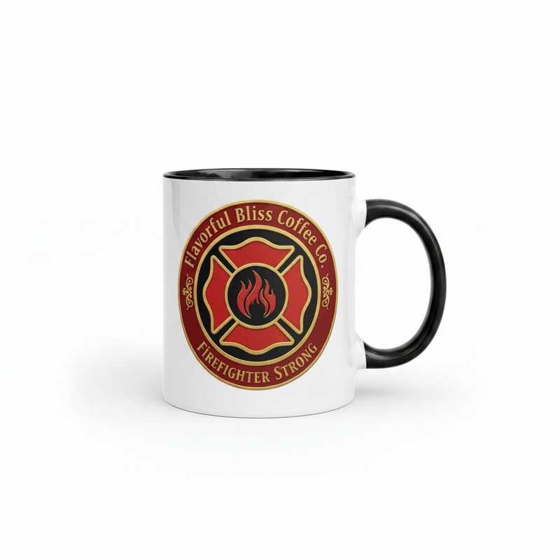 Firefighter Strong Coffee Mug — Built Tough, Born Brave | Black or Red Inside & Handle - Flavorful Bliss Coffee Company