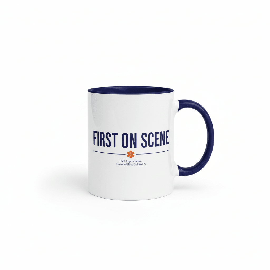 First on Scene — EMS & First Responder Coffee Mug | Navy Inside & Handle - Flavorful Bliss Coffee Company