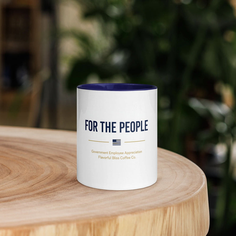 For the People — Government Employee Coffee Mug | Navy Inside & Handle - Flavorful Bliss Coffee Company