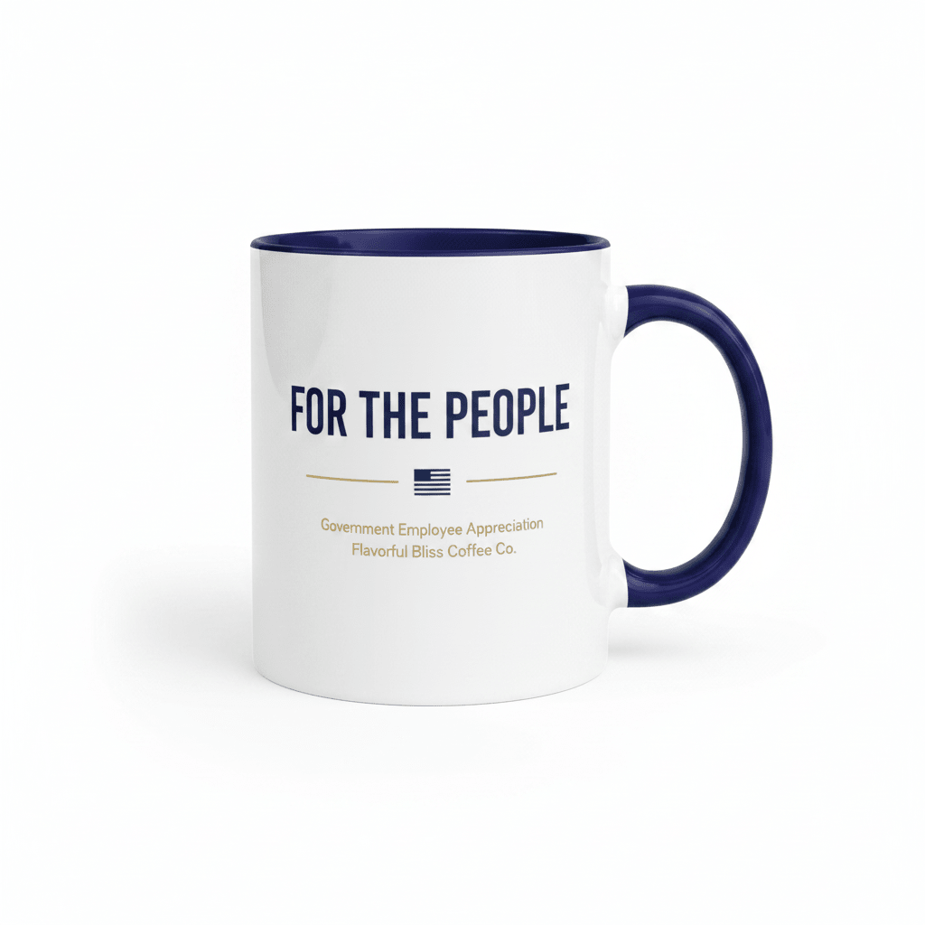 For the People — Government Employee Coffee Mug | Navy Inside & Handle - Flavorful Bliss Coffee Company