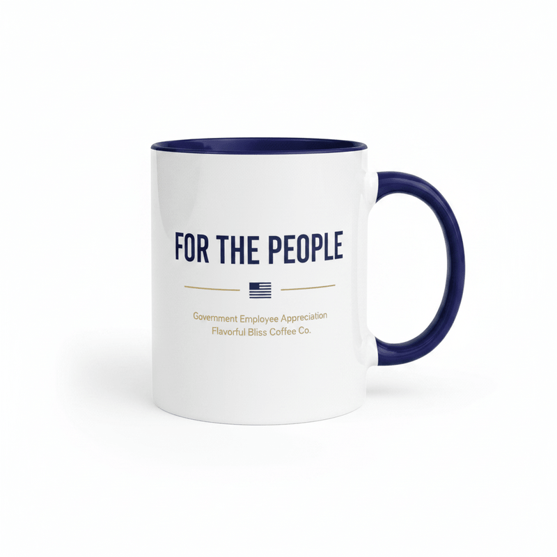 For the People — Government Employee Coffee Mug | Navy Inside & Handle - Flavorful Bliss Coffee Company