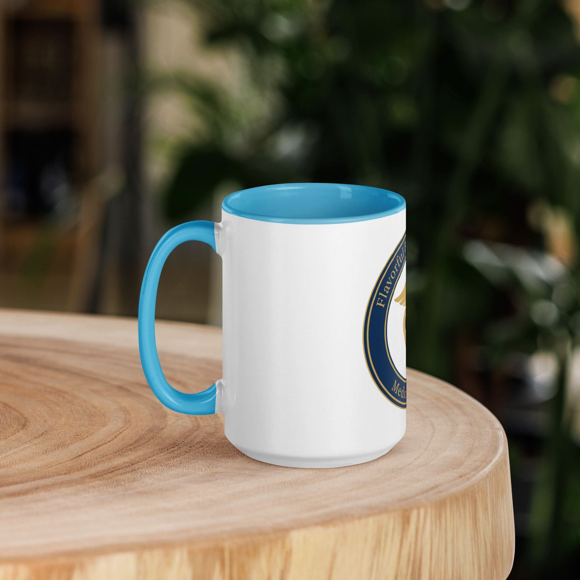 Medical Heroes Coffee Mug — Caduceus Badge Design | Blue Inside & Handle - Flavorful Bliss Coffee Company