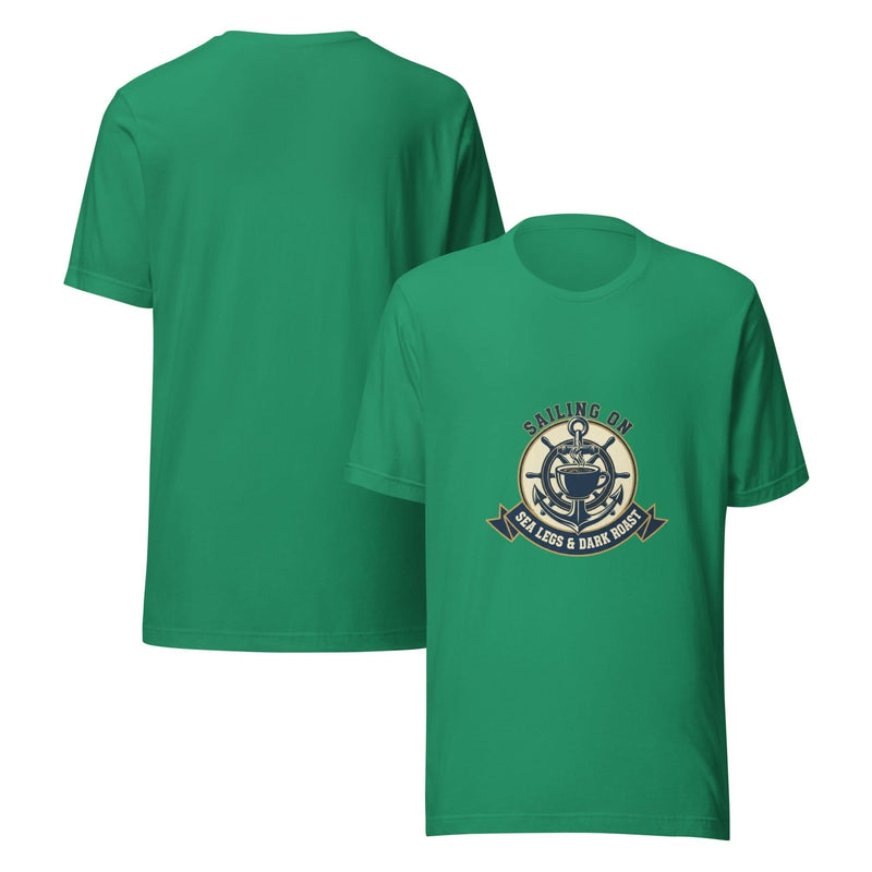 Navy Everyday Hero Unisex T-Shirt – Sailing on Sea Legs & Dark Roast - Flavorful Bliss Coffee Company