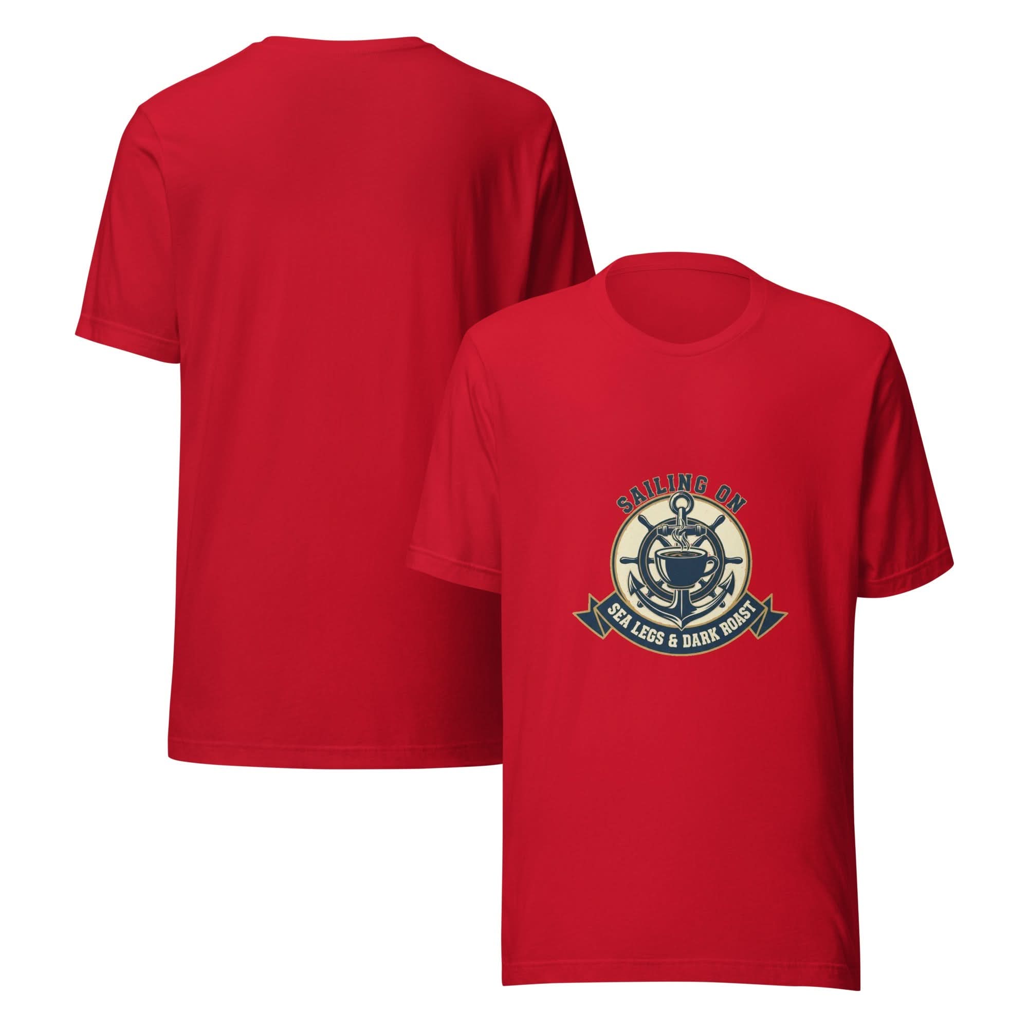 Navy Everyday Hero Unisex T-Shirt – Sailing on Sea Legs & Dark Roast - Flavorful Bliss Coffee Company