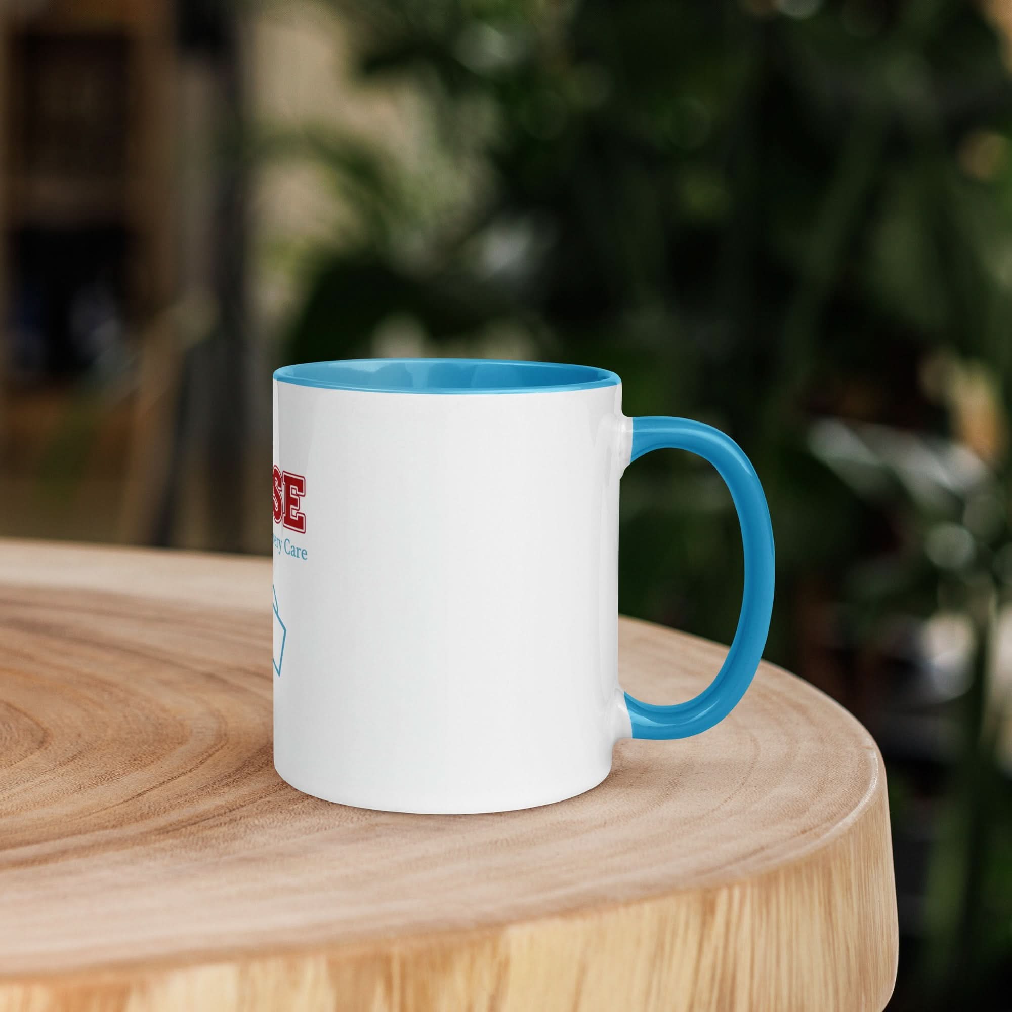 Nurse Appreciation Coffee Mug — Compassion in Every Care | Blue Inside & Handle - Flavorful Bliss Coffee Company