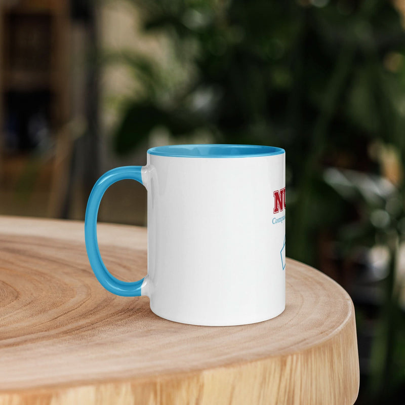 Nurse Appreciation Coffee Mug — Compassion in Every Care | Blue Inside & Handle - Flavorful Bliss Coffee Company