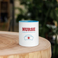 Nurse Appreciation Coffee Mug — Compassion in Every Care | Blue Inside & Handle - Flavorful Bliss Coffee Company