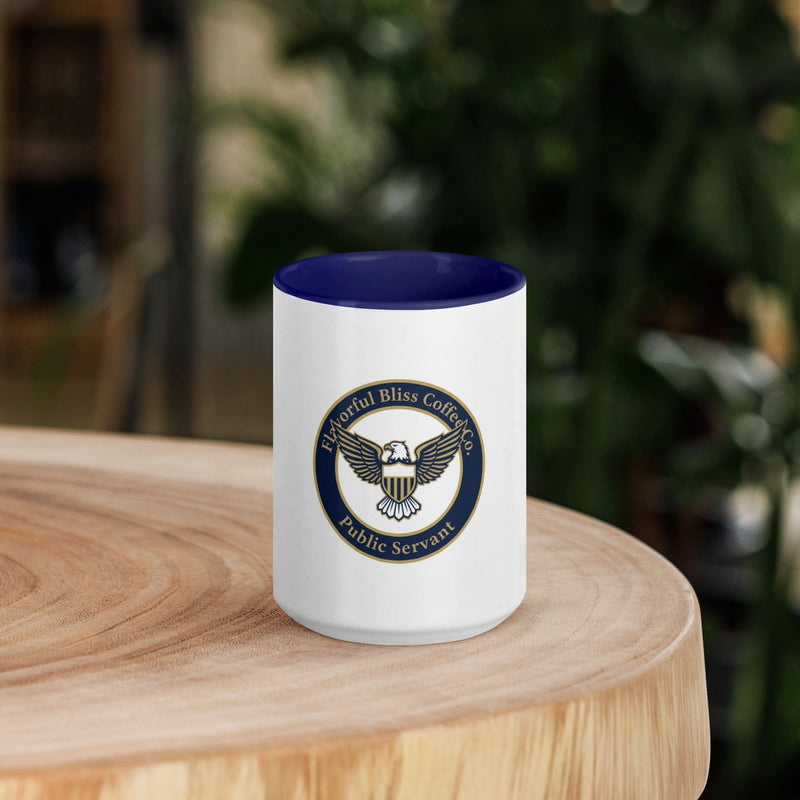 Public Servant Coffee Mug — Government Employee Gift | Navy Inside & Handle - Flavorful Bliss Coffee Company