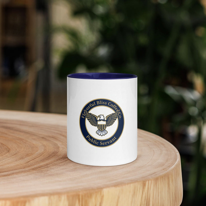 Public Servant Coffee Mug — Government Employee Gift | Navy Inside & Handle - Flavorful Bliss Coffee Company