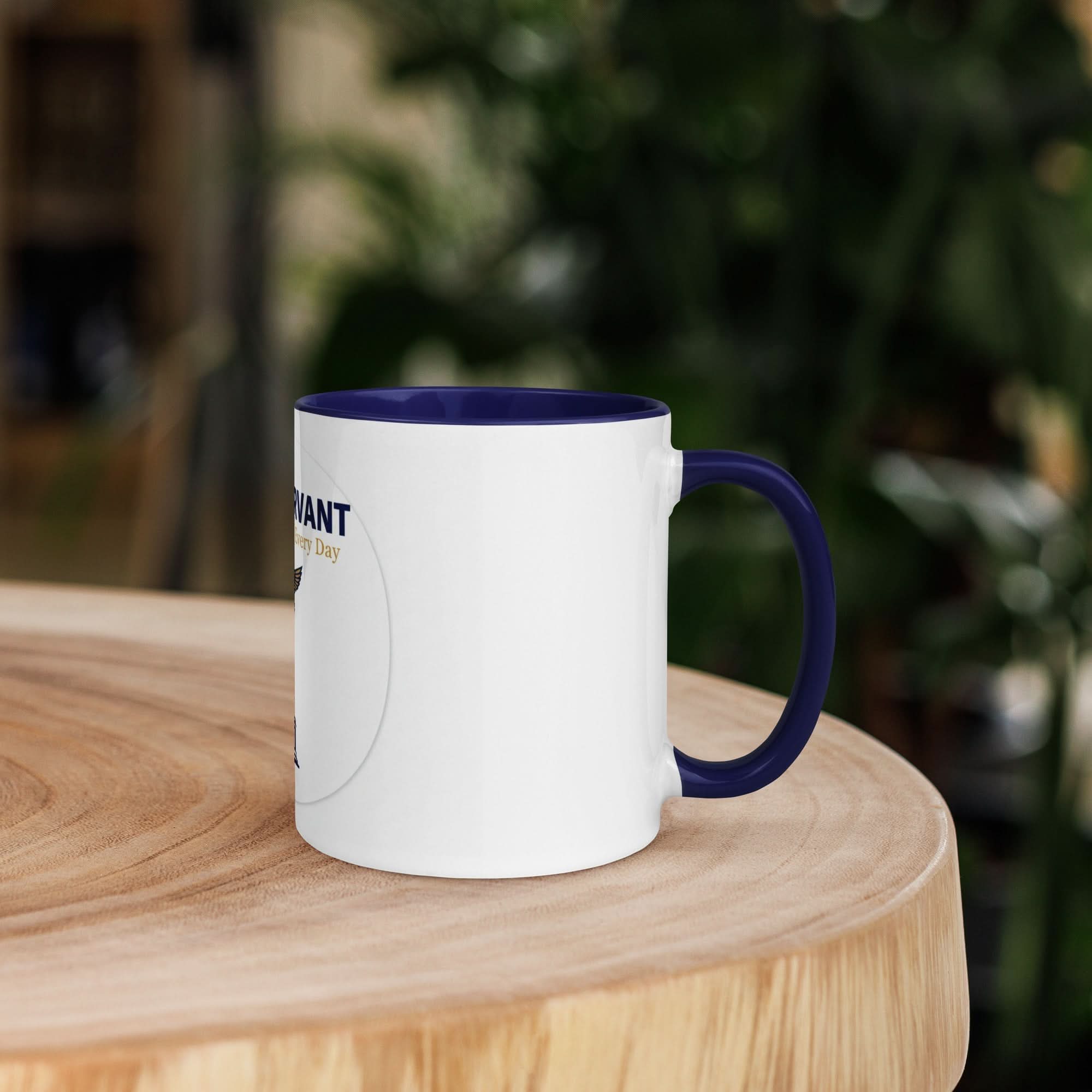 Public Servant Eagle Badge Coffee Mug — Government Gift | Navy Inside & Handle - Flavorful Bliss Coffee Company