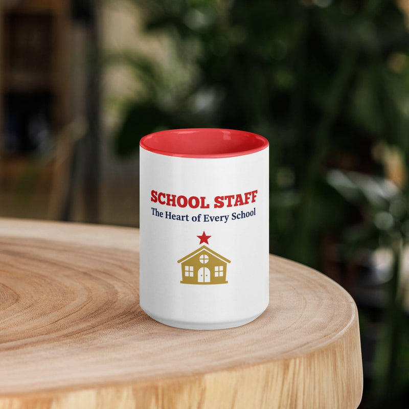 School Staff Appreciation Coffee Mug — Red Color Inside & Handle - Flavorful Bliss Coffee Company