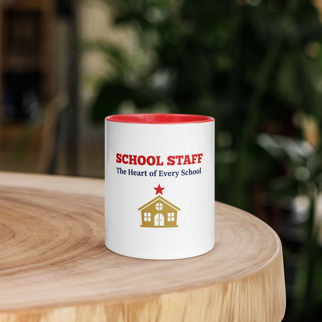 School Staff Appreciation Coffee Mug — Red Color Inside & Handle - Flavorful Bliss Coffee Company