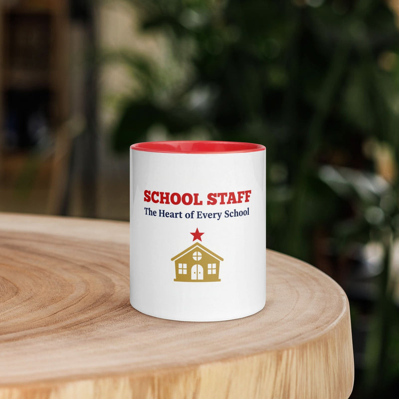 School Staff Appreciation Coffee Mug — Red Color Inside & Handle - Flavorful Bliss Coffee Company