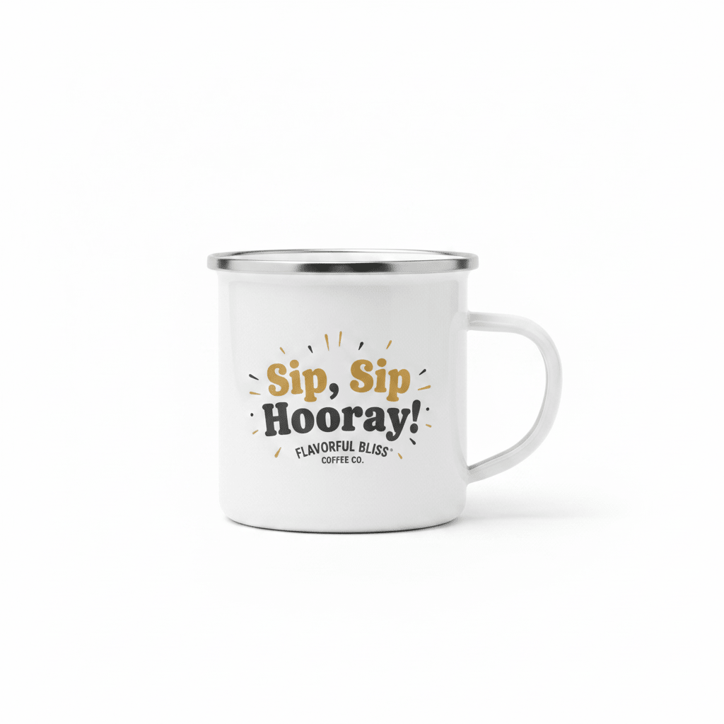 Sip, Sip, Hooray! Enamel Mug - Flavorful Bliss Coffee Company