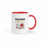 Teacher Appreciation Coffee Mug — Apple & Book Design | Red Inside & Handle - Flavorful Bliss Coffee Company