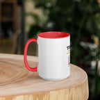 Teacher Appreciation Coffee Mug — Apple & Book Design | Red Inside & Handle - Flavorful Bliss Coffee Company