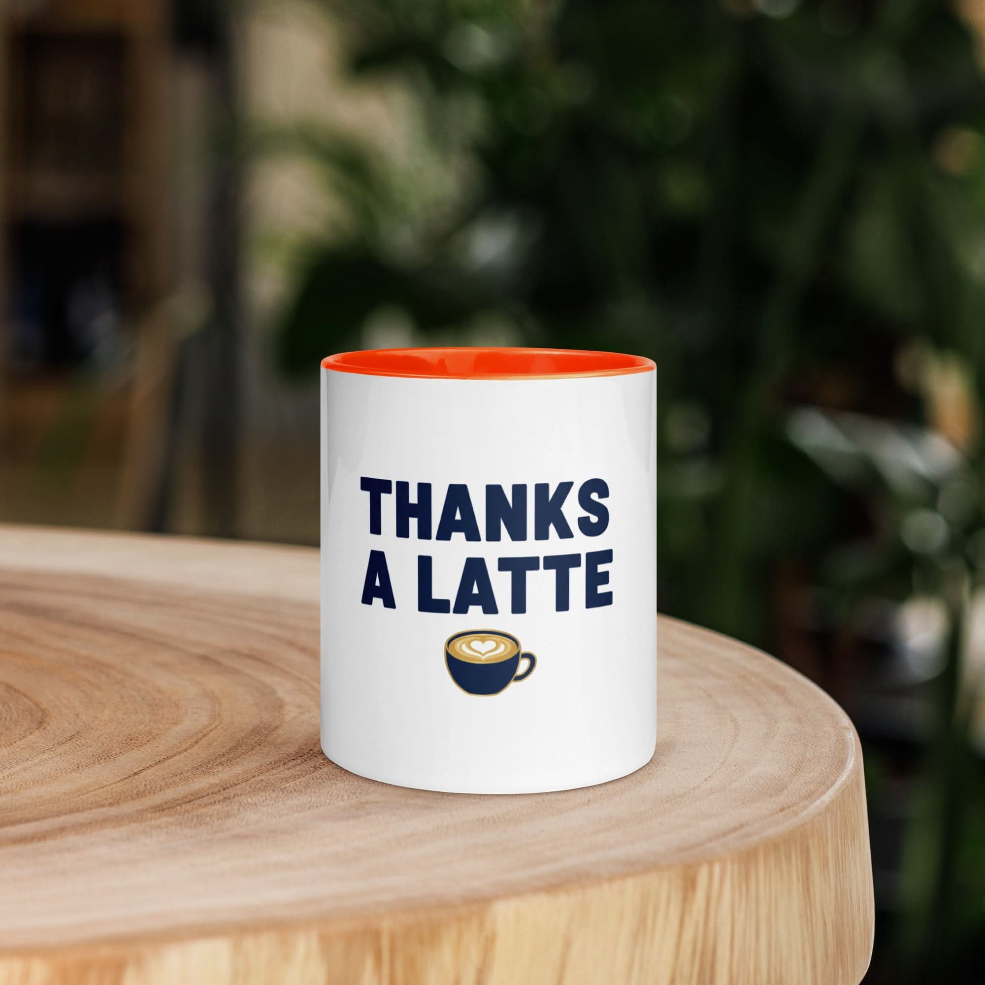 Thanks a Latte Mug with Color Inside - Flavorful Bliss Coffee Company
