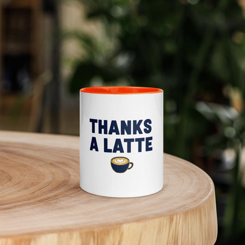 Thanks a Latte Mug with Color Inside - Flavorful Bliss Coffee Company
