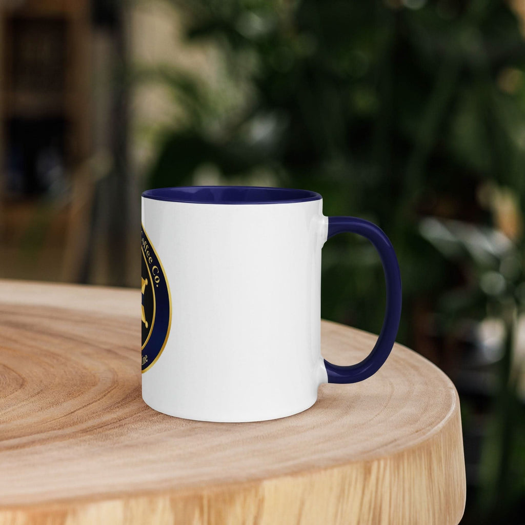 Thin Blue Line Police Badge Coffee Mug — Protect & Serve | Navy Inside & Handle - Flavorful Bliss Coffee Company