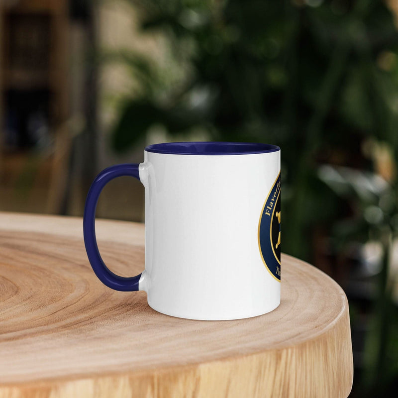 Thin Blue Line Police Badge Coffee Mug — Protect & Serve | Navy Inside & Handle - Flavorful Bliss Coffee Company