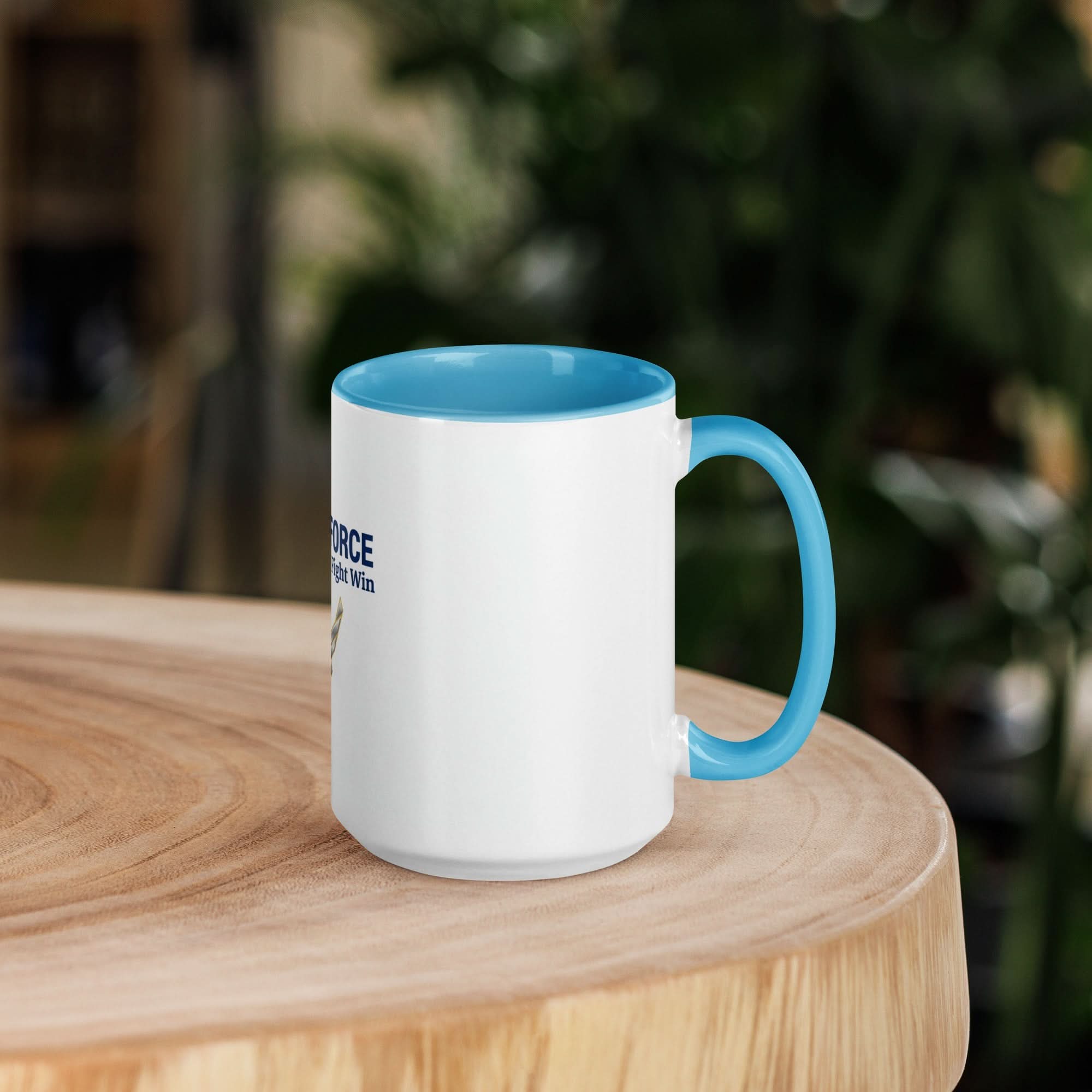 US Air Force Coffee Mug — Aim High Fly Fight Win | Blue Inside & Handle - Flavorful Bliss Coffee Company