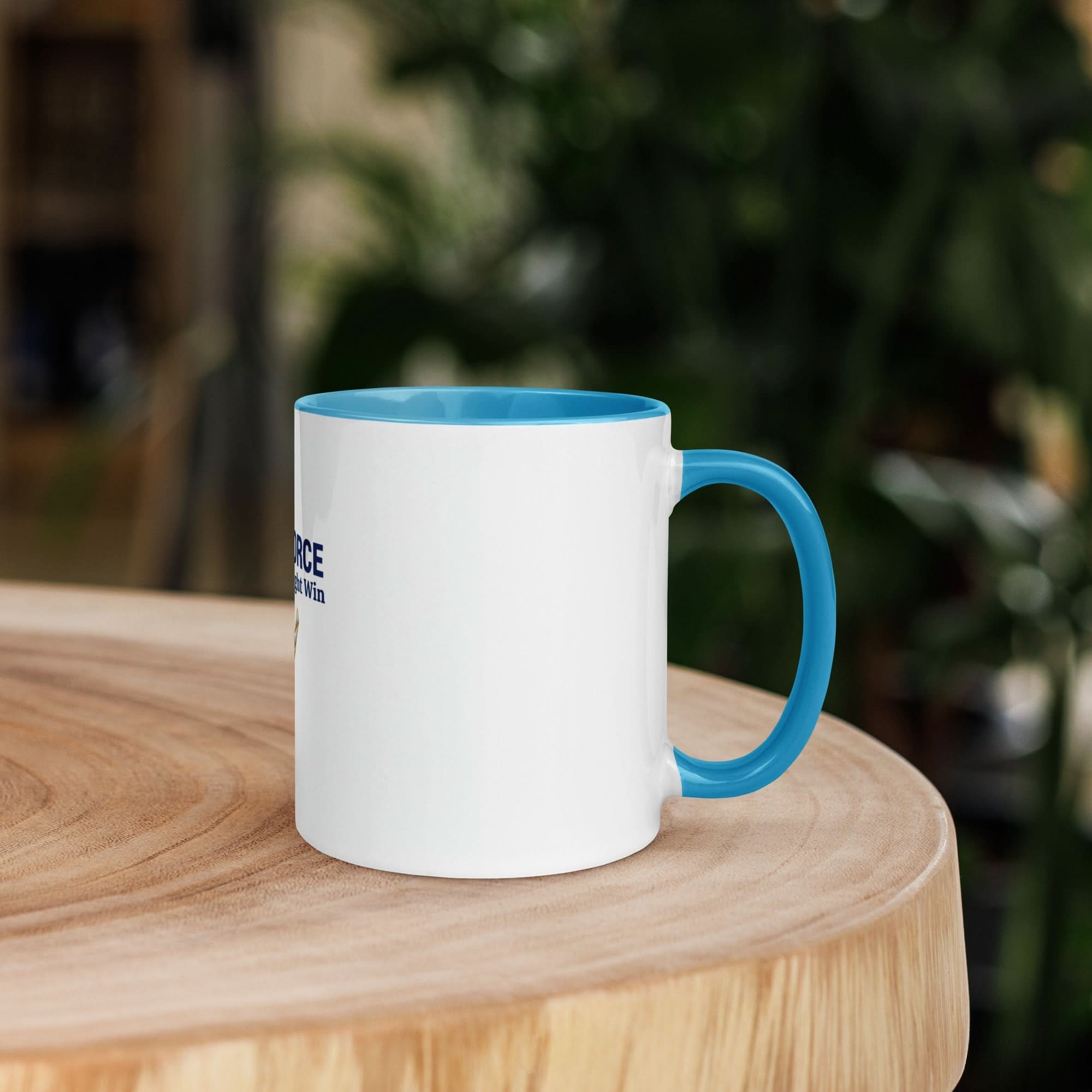 US Air Force Coffee Mug — Aim High Fly Fight Win | Blue Inside & Handle - Flavorful Bliss Coffee Company