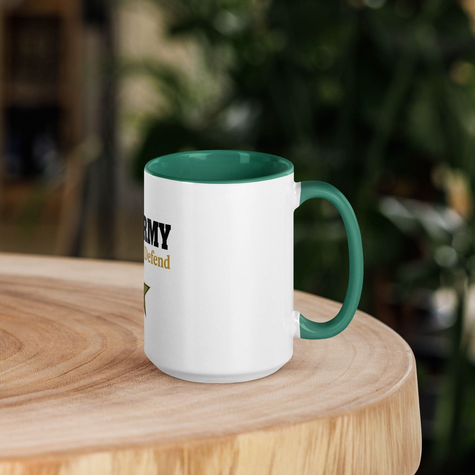 US Army Coffee Mug — This We'll Defend | Dark Green Inside & Handle - Flavorful Bliss Coffee Company
