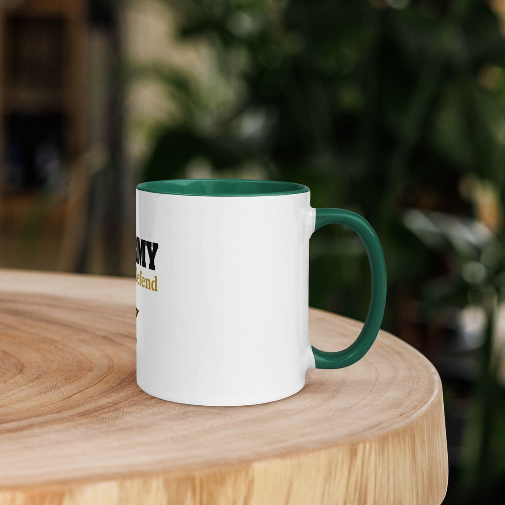 US Army Coffee Mug — This We'll Defend | Dark Green Inside & Handle - Flavorful Bliss Coffee Company
