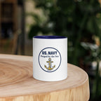US Navy Coffee Mug — Forged by the Sea | Navy Inside & Handle - Flavorful Bliss Coffee Company