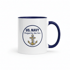 US Navy Coffee Mug — Forged by the Sea | Navy Inside & Handle - Flavorful Bliss Coffee Company